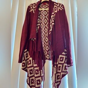 Red Camel patterned knit cardigan- size Large